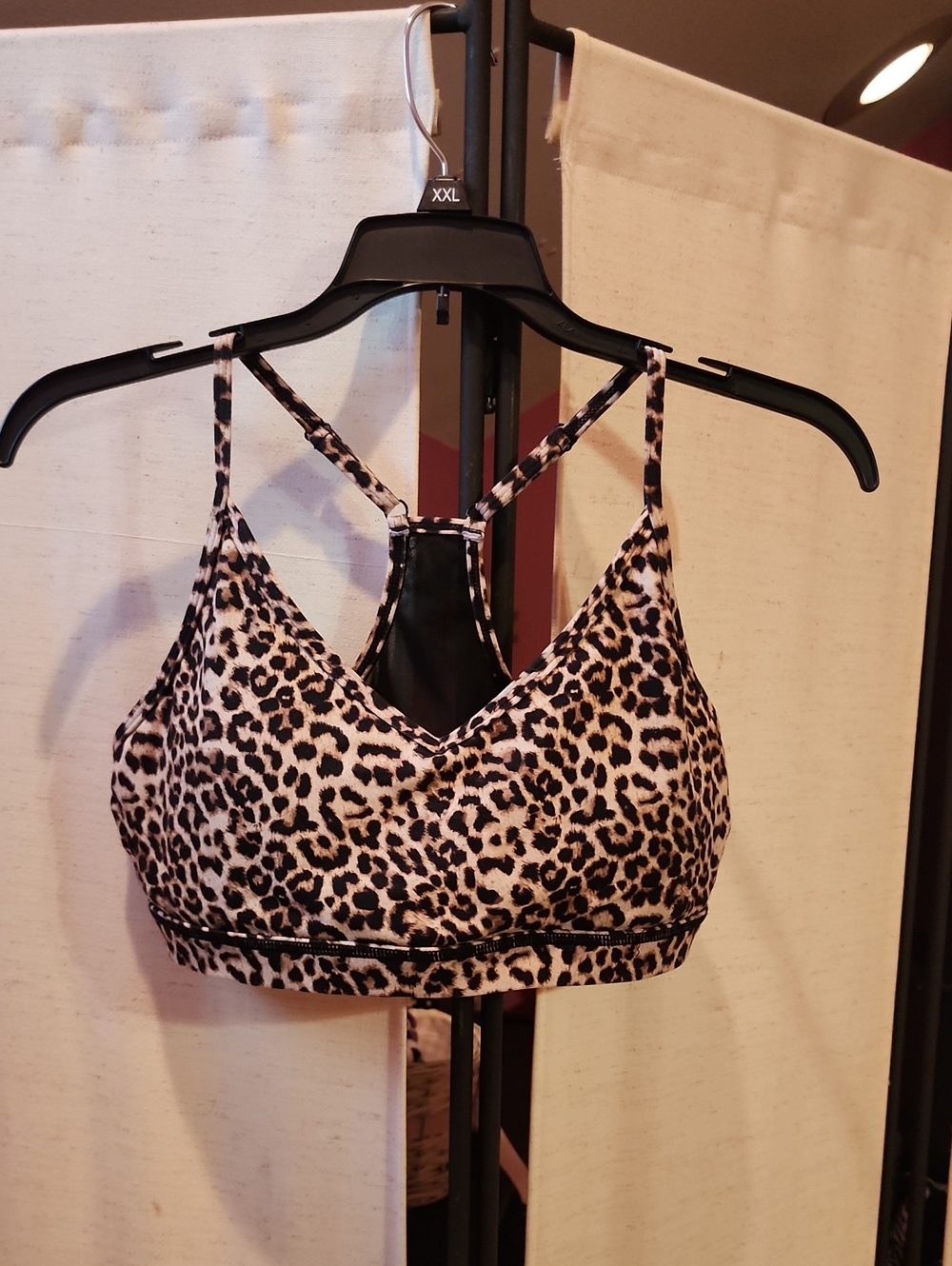 ZYIA Leopard Print Strappy Bralette in Beige and Black